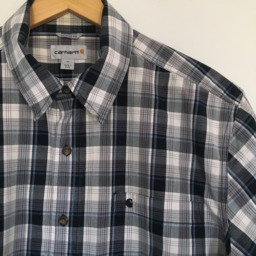 Carhartt Black and White Plaid Casual Button Down Shirt